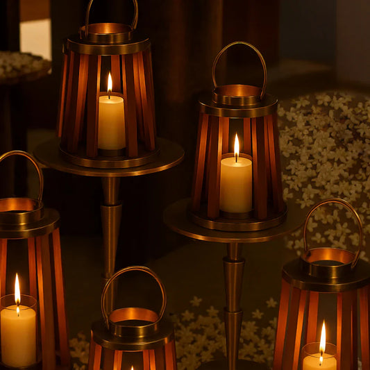 Brio Antique Gold & Brown Lantern S